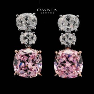 Shadia Pink Earrings In 925 Silver High Quality Simulated Diamonds