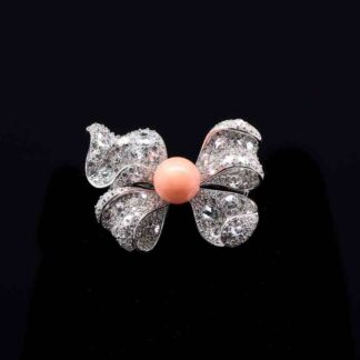 Omnia Coral Butterfly Brooch in 92.5 Silver with High Quality Simulated Diamonds