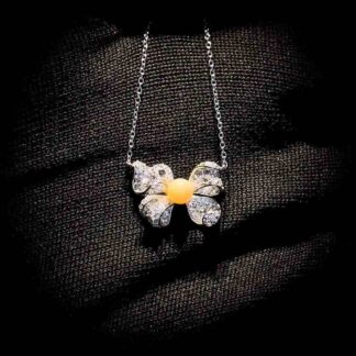 Omnia Coral Butterfly Necklace in 92.5 Silver with High Quality Simulated Diamonds