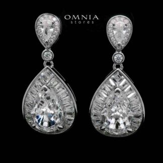 Asma Drop Earrings in 925 Silver High Quality Simulated Diamonds