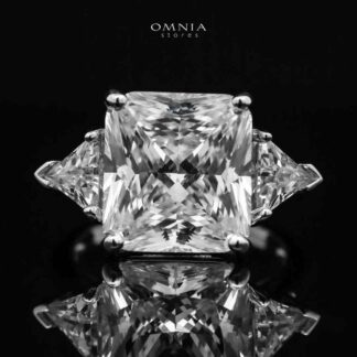 Omnia Adelina White Ring in 92.5 Silver Ring High Quality Simulated Diamonds