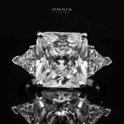 Omnia Adelina White Ring in 92.5 Silver Ring High Quality Simulated Diamonds