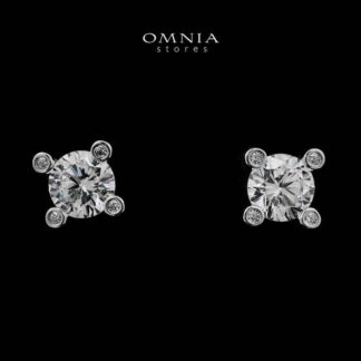 Tiba White Stud Earrings In 925 Silver High Quality Simulated Diamonds