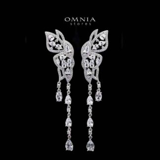 Omnia Mabel White Earrings in 925 Silver with High-Quality Zircon Stones