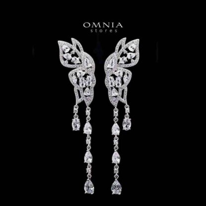 Omnia Mabel White Earrings in 925 Silver with High-Quality Zircon Stones