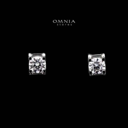 Omnia Dana Square Stud Earrings in 925 Sterling Silver with High-Quality Moissanite Stones
