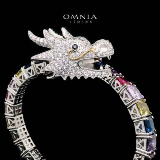 Aya Shine Dragon Design Multicolor Bangle in 925 Silver with High-Quality Simulated Diamonds