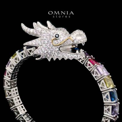 Aya Shine Dragon Design Multicolor Bangle in 925 Silver with High-Quality Simulated Diamonds