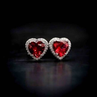 Omnia Latifa Red Stud Earrings In 92.5 Silver High Quality Simulated diamonds