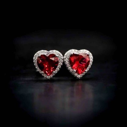Omnia Latifa Red Stud Earrings In 92.5 Silver High Quality Simulated diamonds