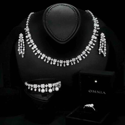 Omnia Zuhayra Bridal Full Set in 925 Silver with High-Quality White Zircon Stones
