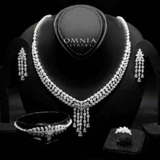 Omnia Suna White Bridal Full Set in 925 Silver High Quality Simulated Diamonds