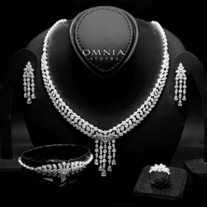 Omnia Suna White Bridal Full Set in 925 Silver High Quality Simulated Diamonds