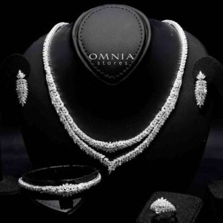 Omnia Amira White Bridal Full Set in 925 Silver High Quality Simulated Diamonds