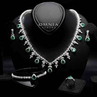 Omnia Milena Green Bridal Full Set in 925 Silver High Quality Simulated Diamonds