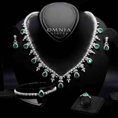 Omnia Milena Green Bridal Full Set in 925 Silver High Quality Simulated Diamonds