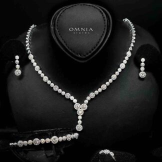 Omnia Salha White Bridal Full Set in 925 Silver High Quality Simulated Diamonds