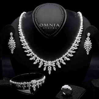 Omnia Sharifah White Bridal Full Set in 925 Silver High Quality Simulated Diamonds