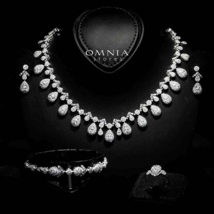 Omnia Hana White Bridal Full Set in 925 Silver High Quality Simulated Diamonds