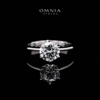 Omnia Hend White Ring in 925 Silver with High-Quality Simulated Diamonds