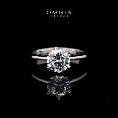Omnia Hend White Ring in 925 Silver with High-Quality Simulated Diamonds