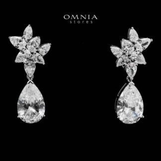 Somaya Drop Earrings In 925 Silver High Quality Simulated Diamonds