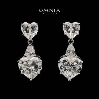 Sura Heart Drop Earrings In 925 Silver High Quality Simulated Diamonds