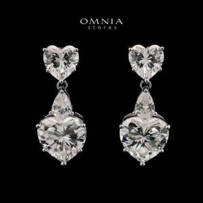Sura Heart Drop Earrings In 925 Silver High Quality Simulated Diamonds