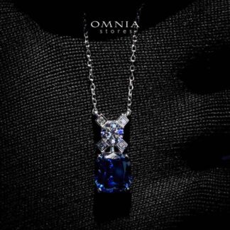 Tahila Blue Necklace In 925 Silver High Quality Simulated Diamonds