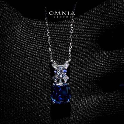 Tahila Blue Necklace In 925 Silver High Quality Simulated Diamonds