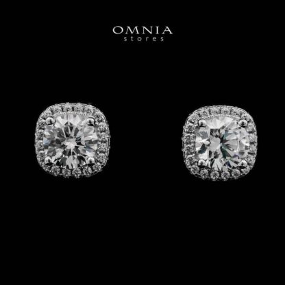 Thuraya Stud Earrings In 925 Silver High Quality Simulated Diamonds