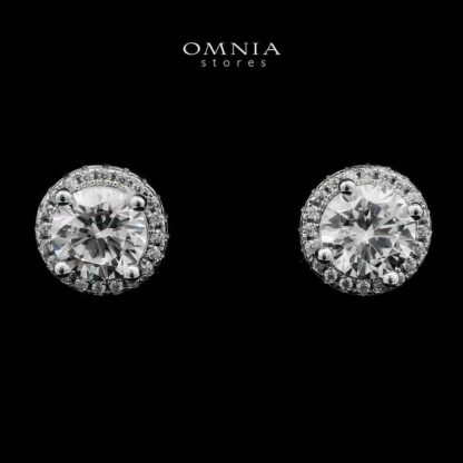 Widad White Stud Earrings In 925 Silver High Quality Simulated Diamonds