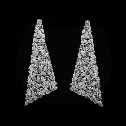 Omnia Jana Pure White Triangle Drop Earrings in 92.5 Silver with High-Quality Simulated Diamonds