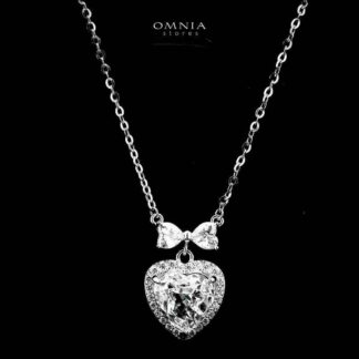 Omnia Tuhfa Silver Necklace in 925 Silver with High-Quality White Ice Cut Stones