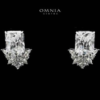 Omnia bashayer White Earrings In 92.5 Silver High Quality Simulated Diamonds