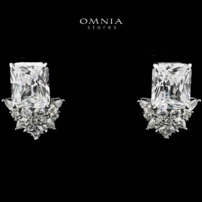 Omnia bashayer White Earrings In 92.5 Silver High Quality Simulated Diamonds