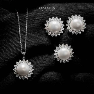 Omnia Misk Silver Necklace, Earrings and Ring Set In 925 Silver High Quality Simulated Diamonds