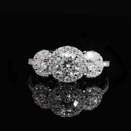 Omnia Fawzia White Ring 92.5 Silver Certified in High Quality Moissanite Stone