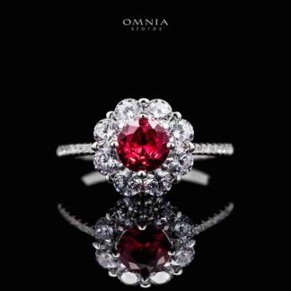 Omnia Mashael Flower Cut Ring in 92.5 Silver with High Quality Simulated Diamonds