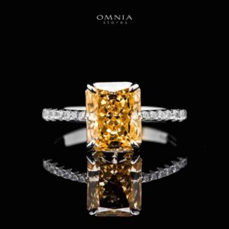 Omnia Agnesina Yellow 0.75 Carat Ring In 92.5 Silver High Quality Simulated Diamonds