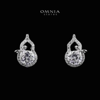 Omnia Amal White Earrings in 92.5 Silver with High-Quality Moissanite Stones