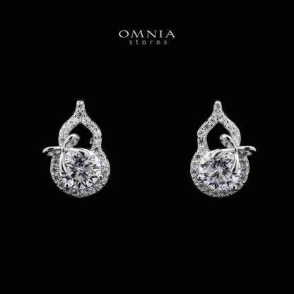 Omnia Amal White Earrings in 92.5 Silver with High-Quality Moissanite Stones