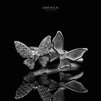 Omnia Aurora Butterfly Duo Ring in High Quality 925 Silver with Zircon Stones