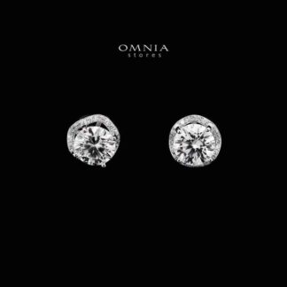 Omnia Cora White Earrings in 92.5 Silver with High-Quality Zircon Stones
