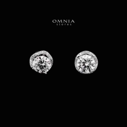 Omnia Cora White Earrings in 92.5 Silver with High-Quality Zircon Stones