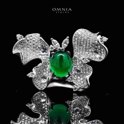 Omnia Dana Butterfly Ring in 92.5 Silver High Quality Simulated Diamonds
