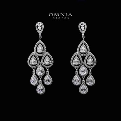 Omnia Farren White Earrings in 925 Silver with High-Quality Zircon Stones
