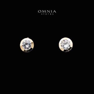 Omnia Ingrid Golden Earrings in 92.5 Silver with High-Quality Zircon Stones