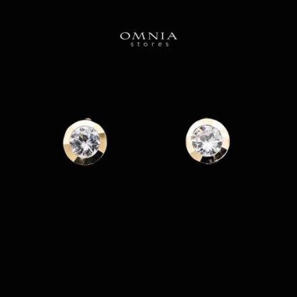 Omnia Ingrid Golden Earrings in 92.5 Silver with High-Quality Zircon Stones