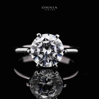 Omnia Lama Ring 92.5 Silver in High Quality Simulated Diamonds